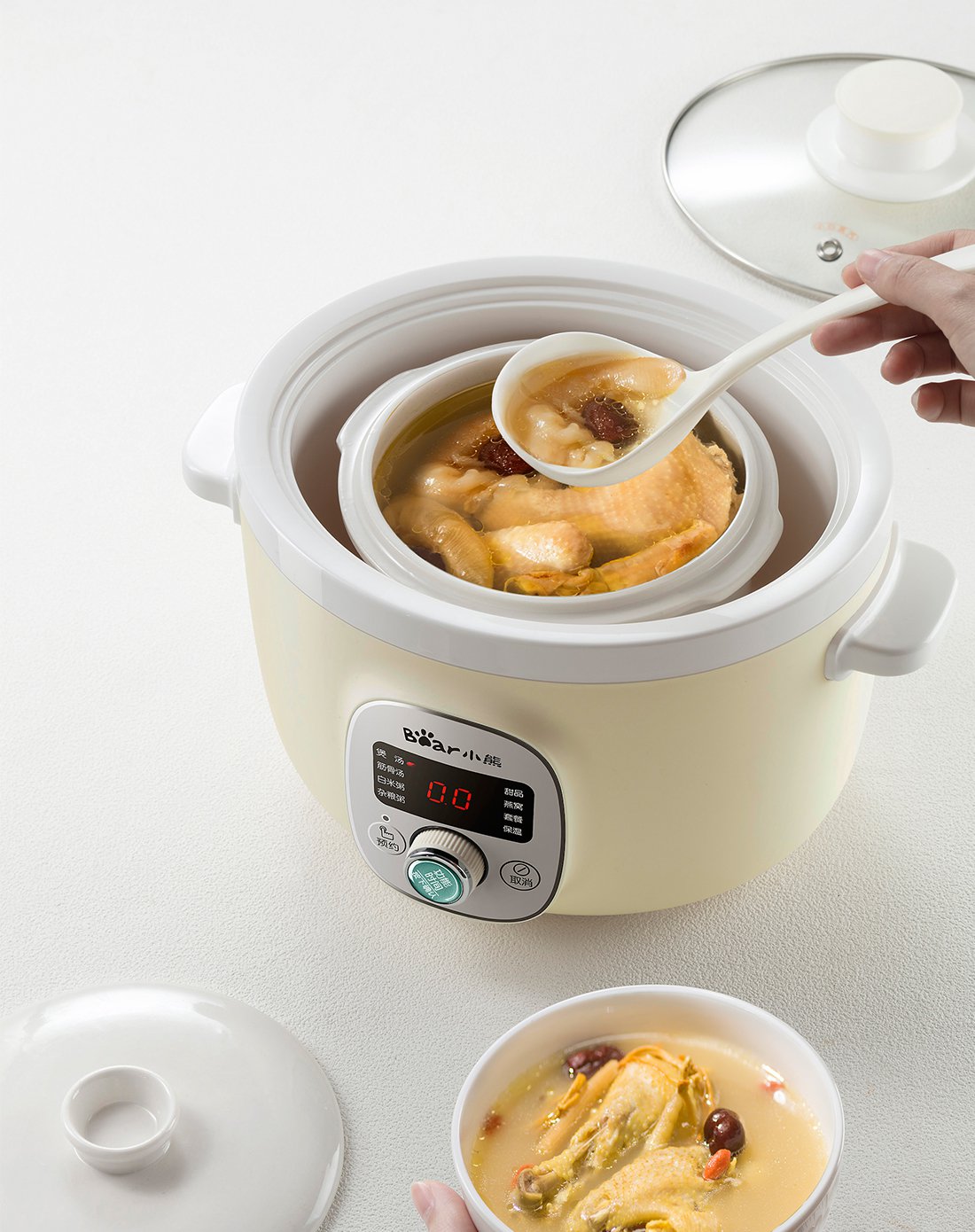 小熊ddz-b18h1白瓷隔水电炖盅1.