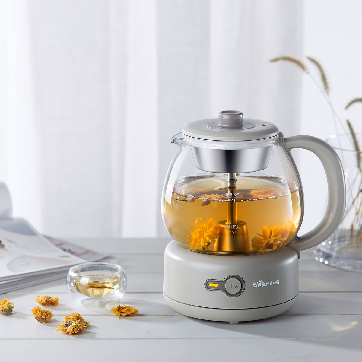 小熊电器玻璃煮茶器黑茶普洱电热水壶蒸茶煮茶养生壶