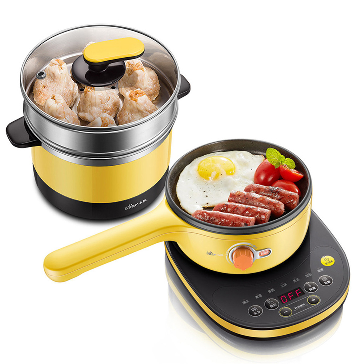 小熊电热锅多功能电火锅家用蒸煮电炒锅电煎锅宿舍煮面煮粥锅