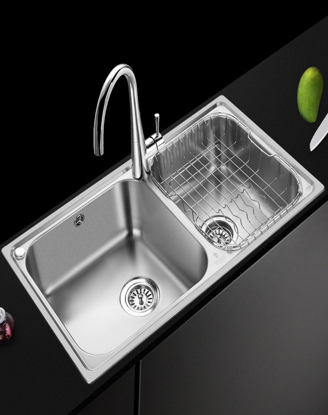 欧琳水槽双槽套装含防爆龙头304不锈钢厨房洗菜盆洗碗池双槽水槽