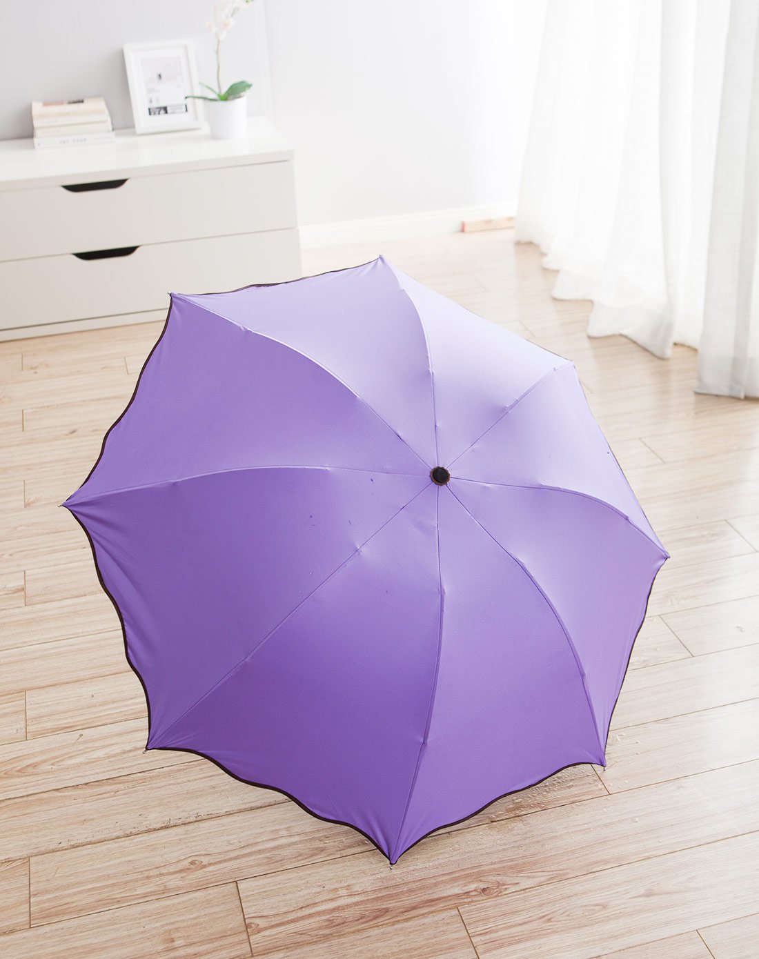 遇雨水开花晴雨两用雨伞紫色