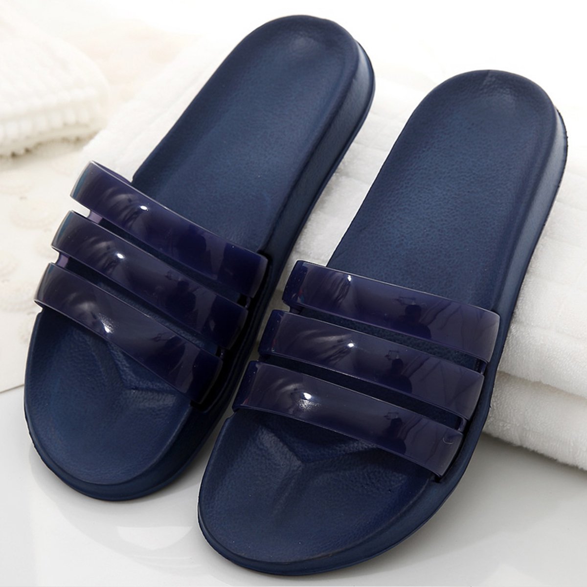 纯色家居家居拖鞋凉拖鞋(深蓝色)