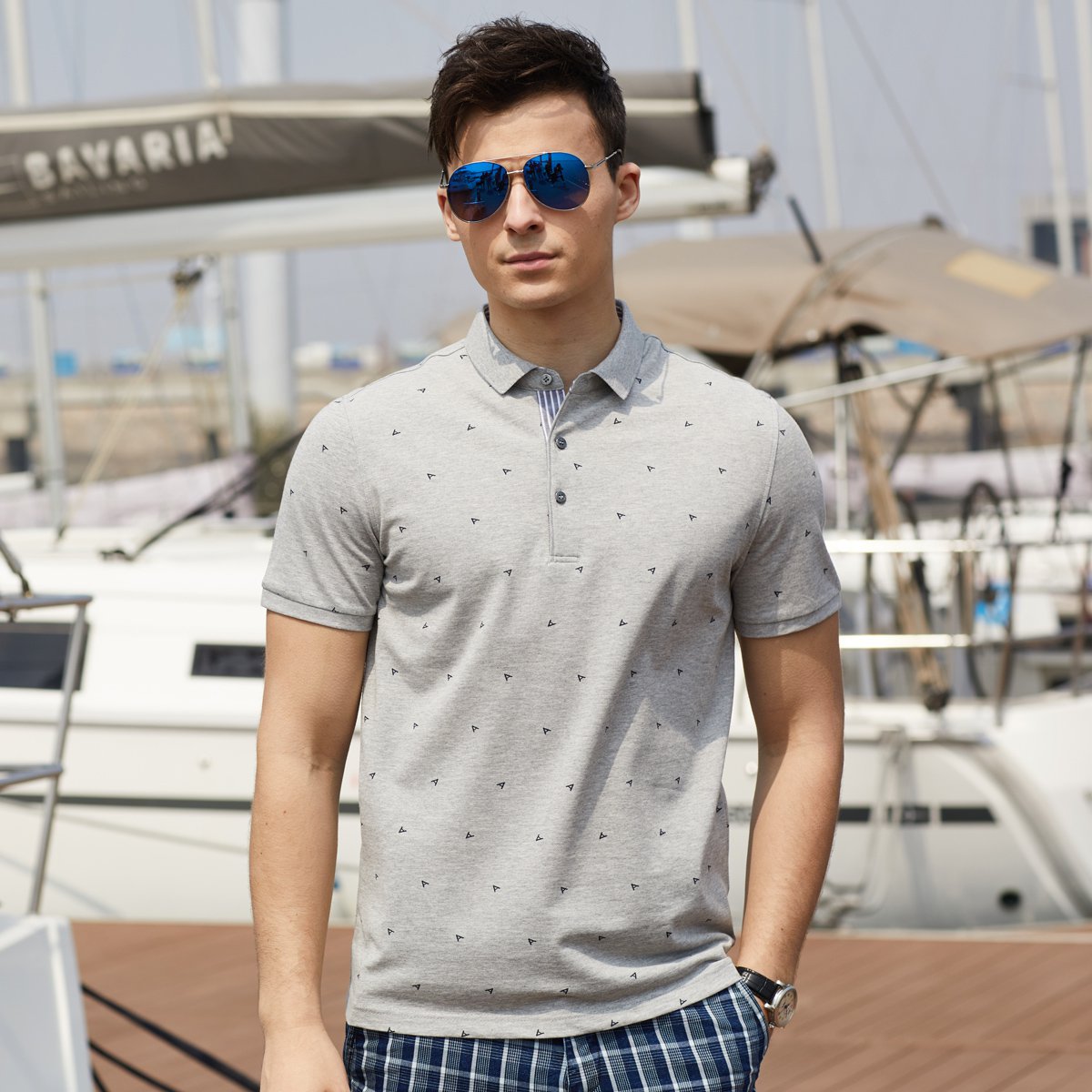 夏装a字母印花商务休闲净色男士短袖t恤