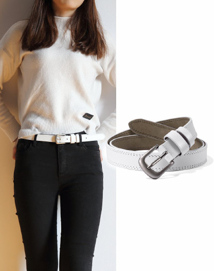 简约女士牛皮时尚搭配针扣女腰带女士皮带
