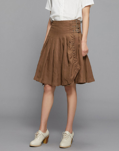 夏新款女士半身裙韩版纯色a字裙五分裙