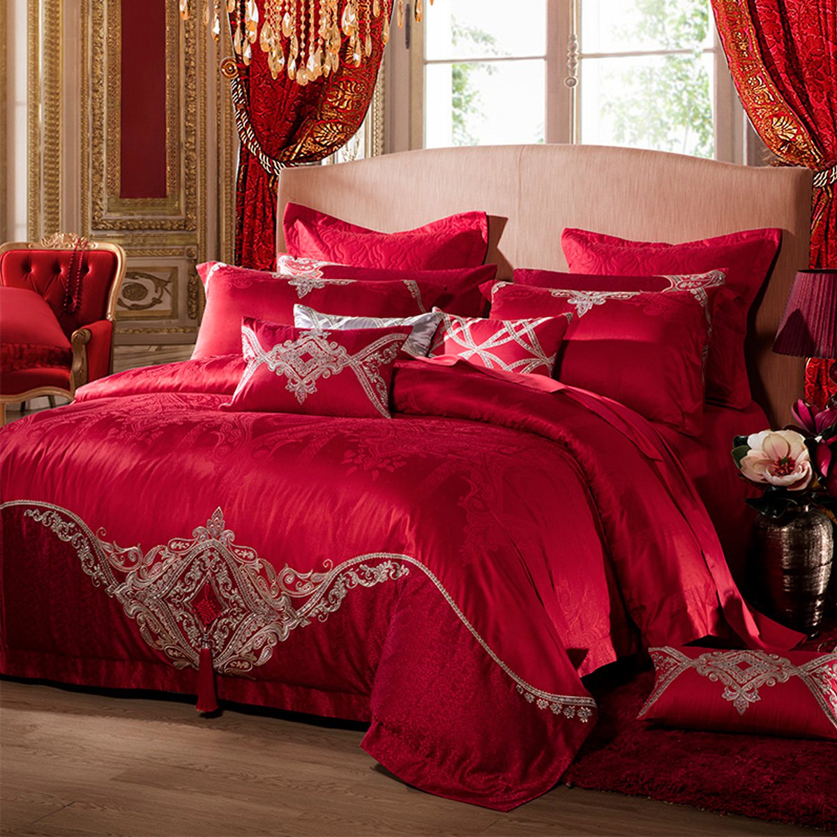 8m床婚庆丝棉大提花 结婚床上八件套 婚庆床品 永恒约定 罗莱生活出品