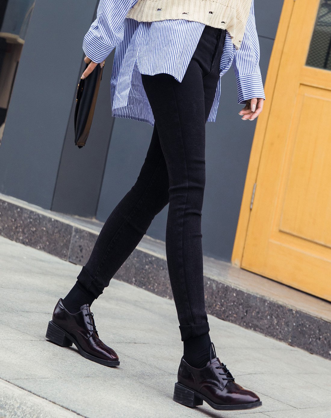 宽松女韩版学生 bf 百搭紧身女款牛仔裤