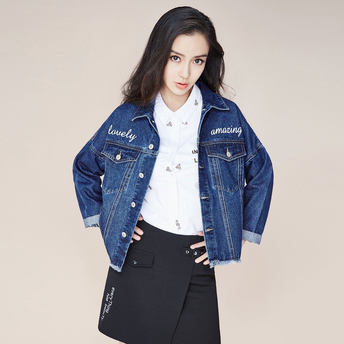 angelababy同款 牛仔外套女秋装新款韩版宽松学生显瘦女式外套