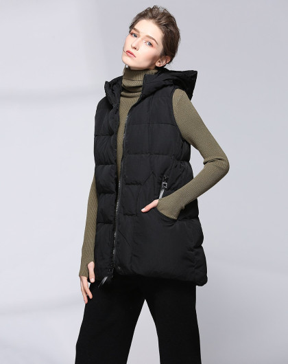 doneed 冬季中长款2017新款韩版修身无袖棉衣外套马夹背心加厚保暖