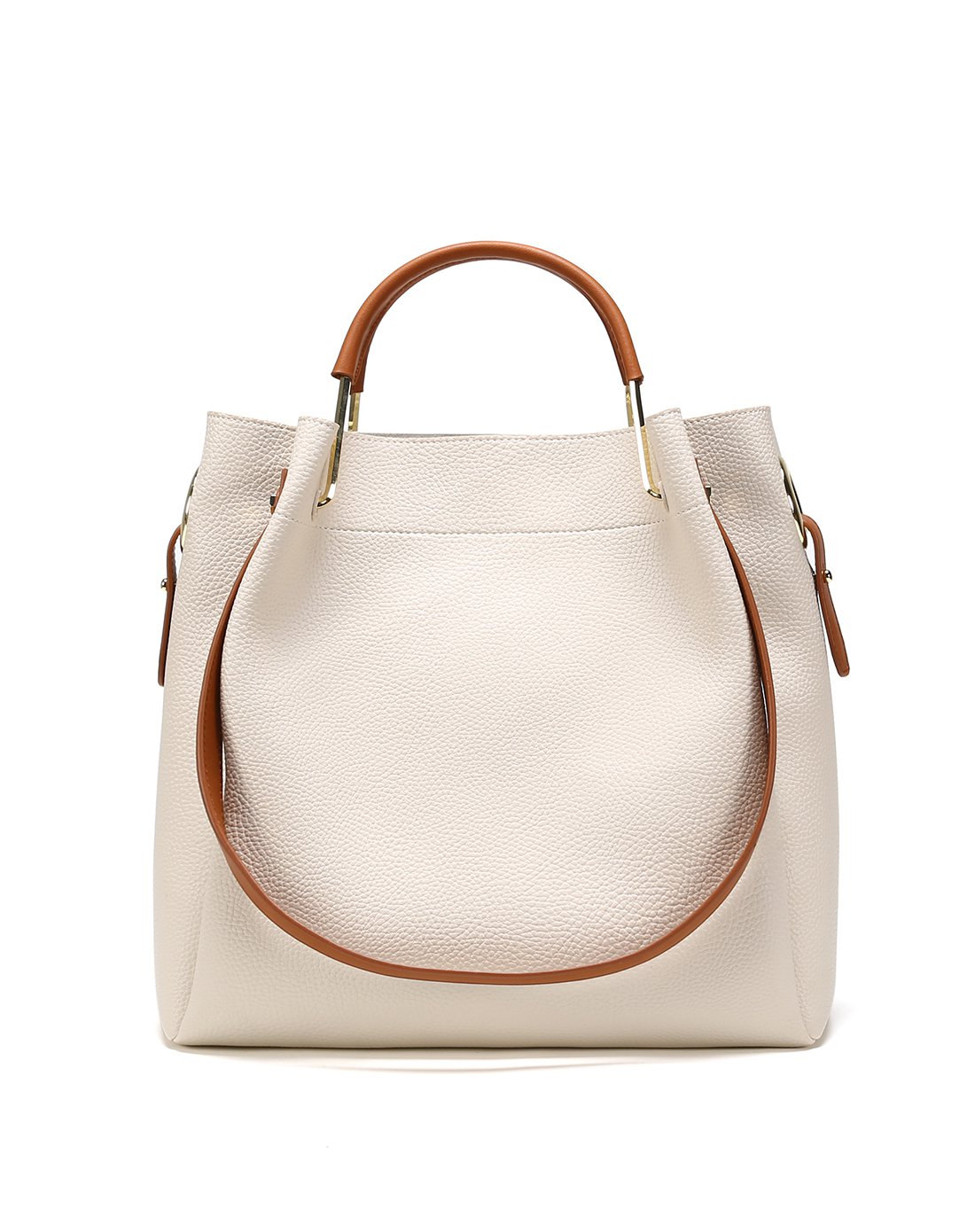 杜拉拉系列简约纯色大容量单肩手提流苏女包白色