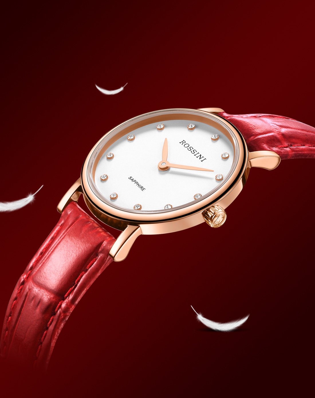 【唯品专供】罗西尼女士手表简薄时尚锆钻送女友送女儿石英手表女表