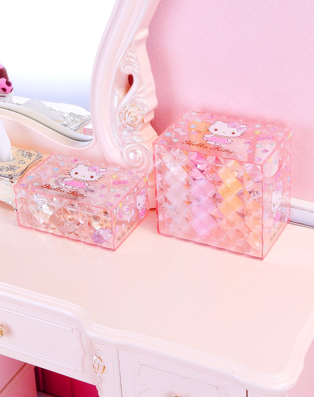 钻石纹大号收纳盒配盖透明色