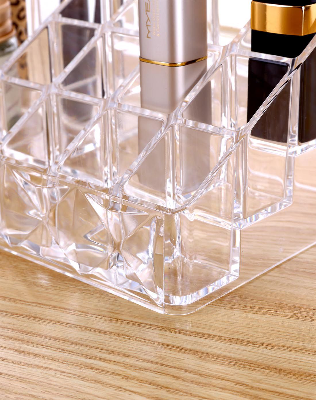 钻石纹圆角化妆品桌面收纳盒