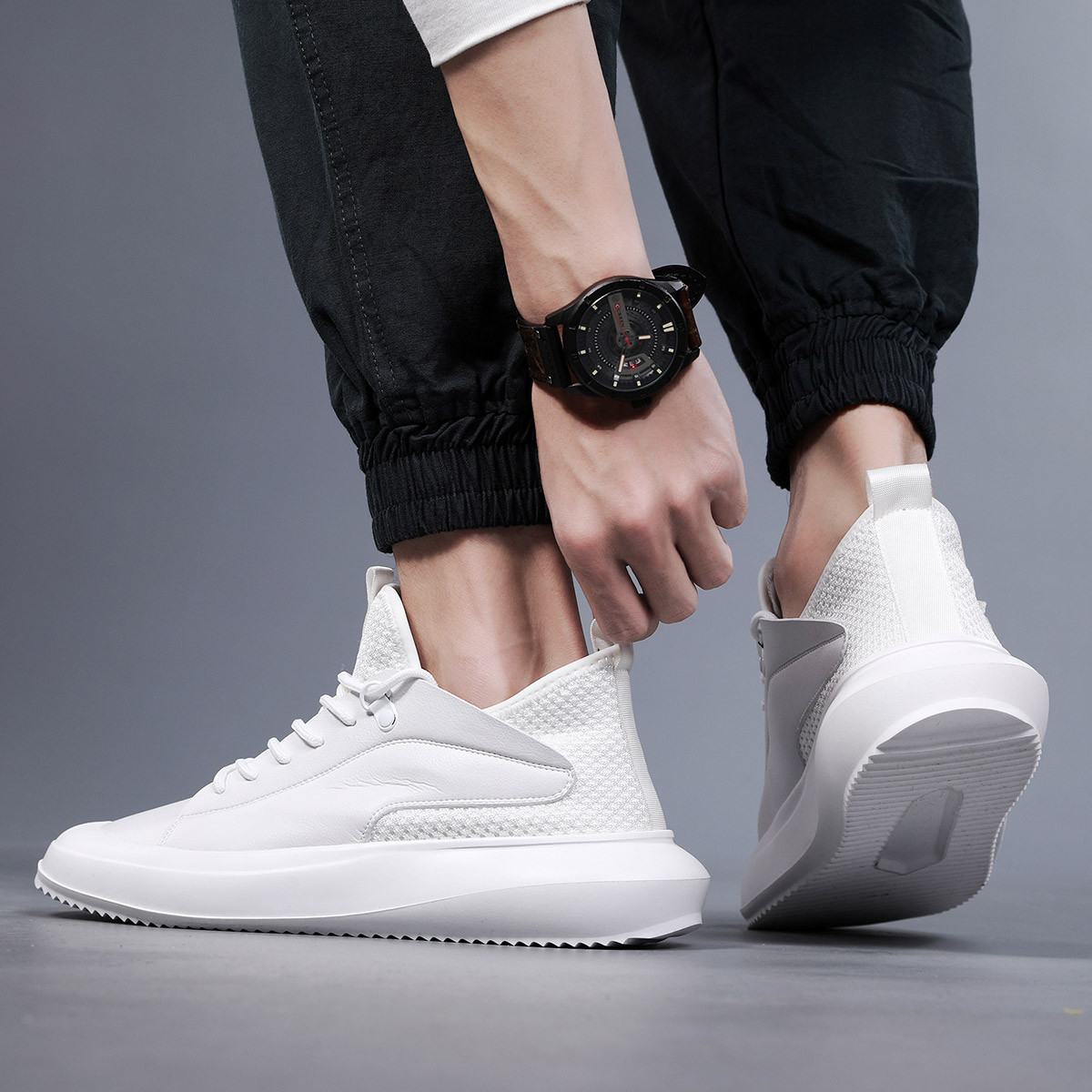 斯米尔simier 百搭小白鞋男时尚韩版板鞋男士休闲鞋男鞋 黑色 41(255)