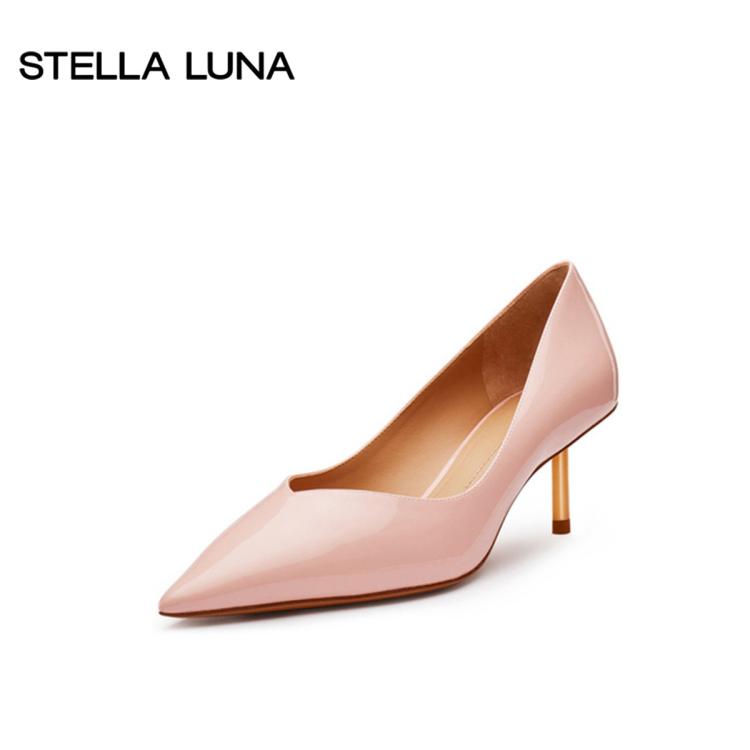 Stella Luna 女鞋新款性感尖头细跟高跟鞋仙女奶油香烟跟露娜婚鞋 In Pink