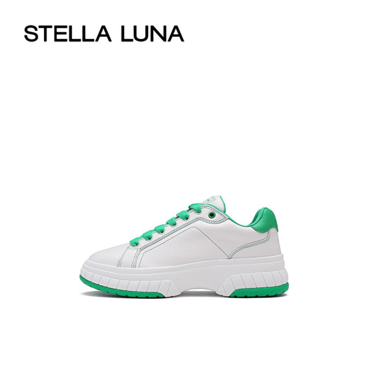 Stella Luna 女鞋2022秋季新款运动鞋牛皮舒适休闲经典小白鞋 In White