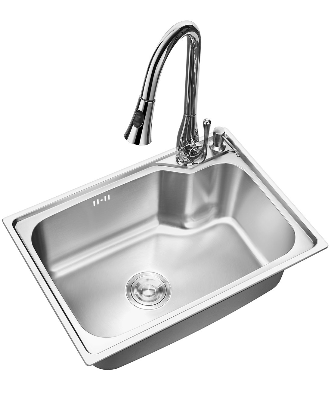 opple 厨房304不锈钢水槽套装 水槽单槽 菜盆洗碗盆洗碗池 带龙头沥水