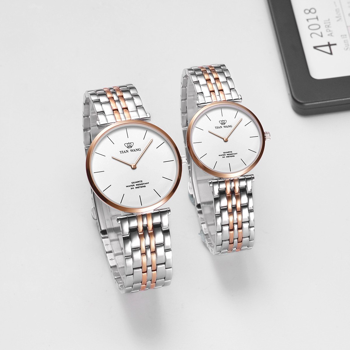 天王tian wang twinkle系列情侣手表简约时尚钢带石英情侣手表一对 .