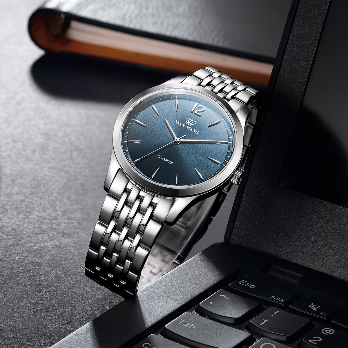 天王沧海系列时尚男表商务个性简约钢带石英男士手表