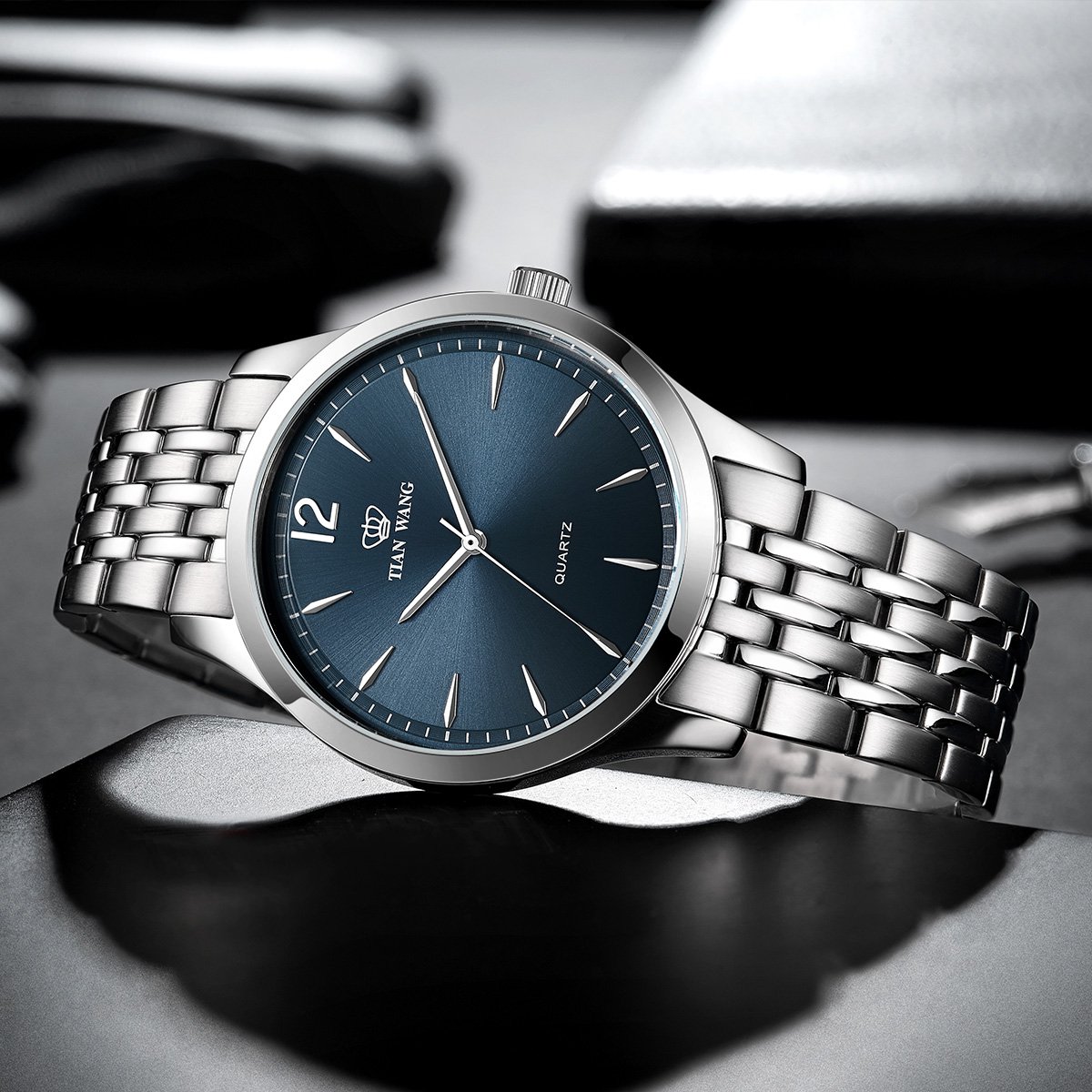 天王沧海系列时尚男表商务个性简约钢带石英男士手表