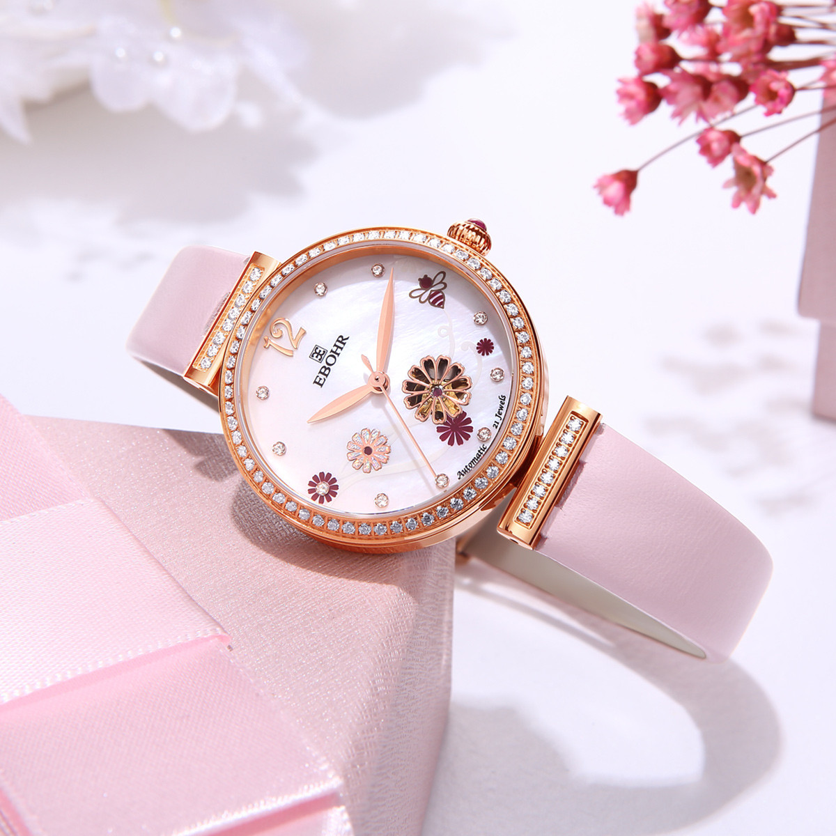 蝶恋花系列国潮时尚镂空防水皮带手表女士机械表依波表3629