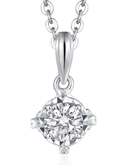 六福珠宝爱很美系列心影18k金钻石吊坠项链坠不含链