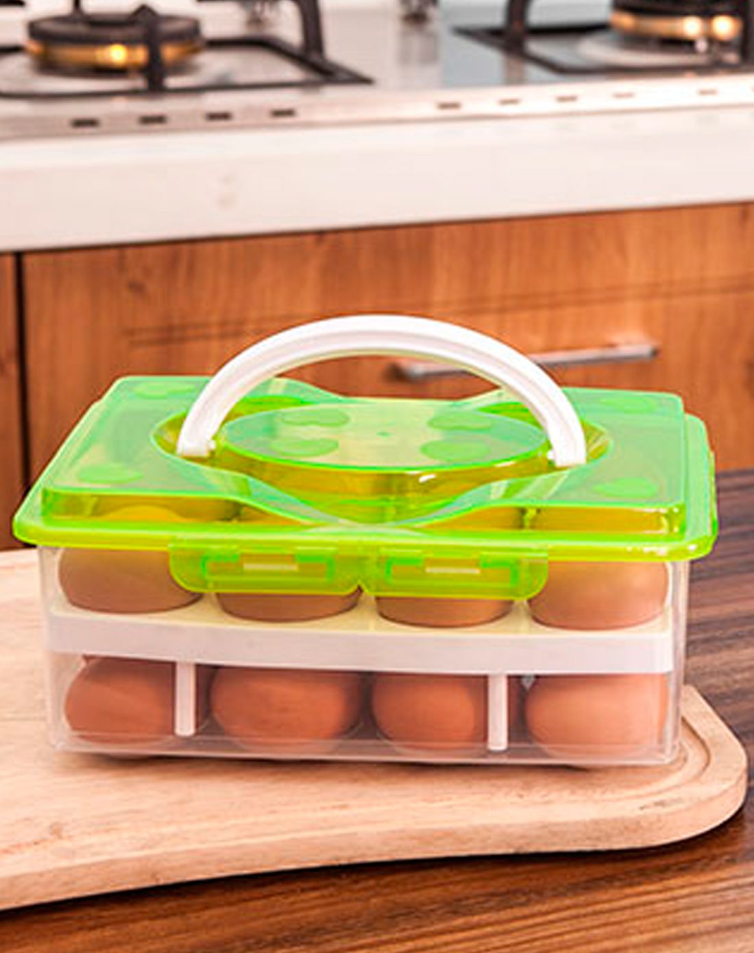 ofeis 冰箱保鲜鸡蛋收纳盒双层24格-橙色