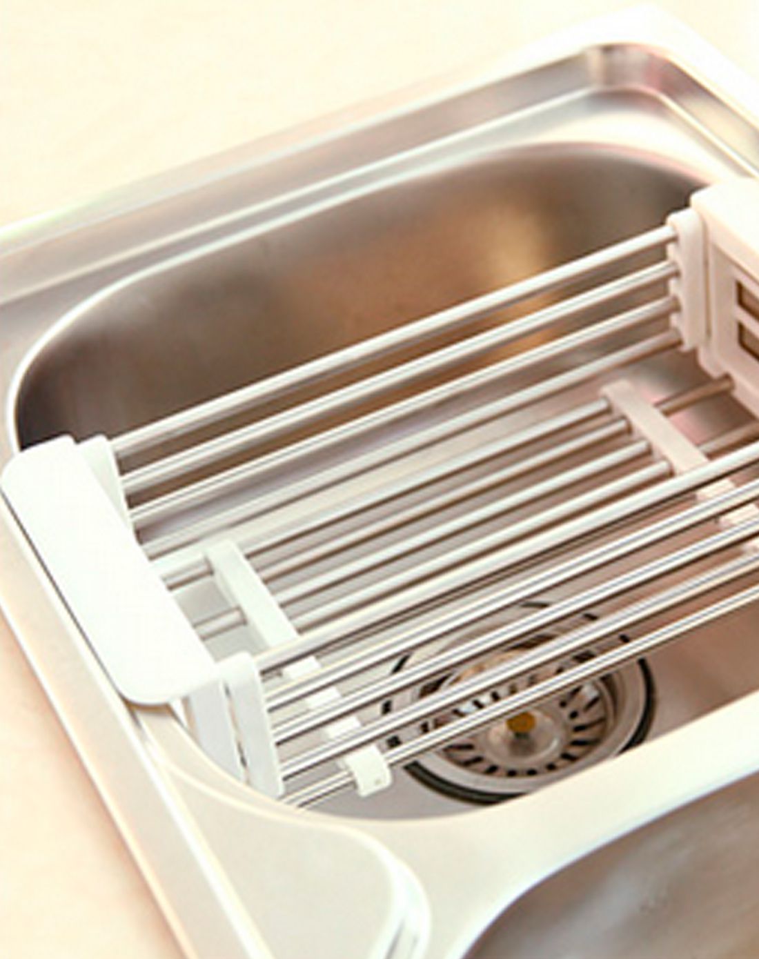 不锈钢可伸缩沥水架碗盘滴水架-白色