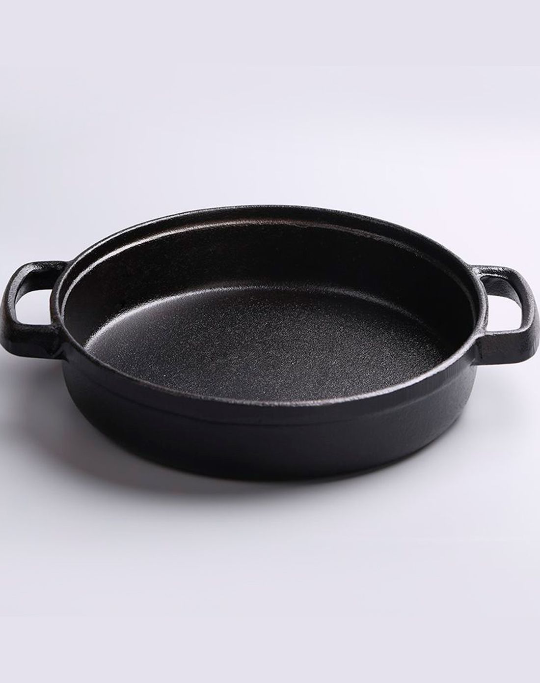 双耳铸铁锅平底不粘煎盘,烙饼煎蛋,30cm黑色