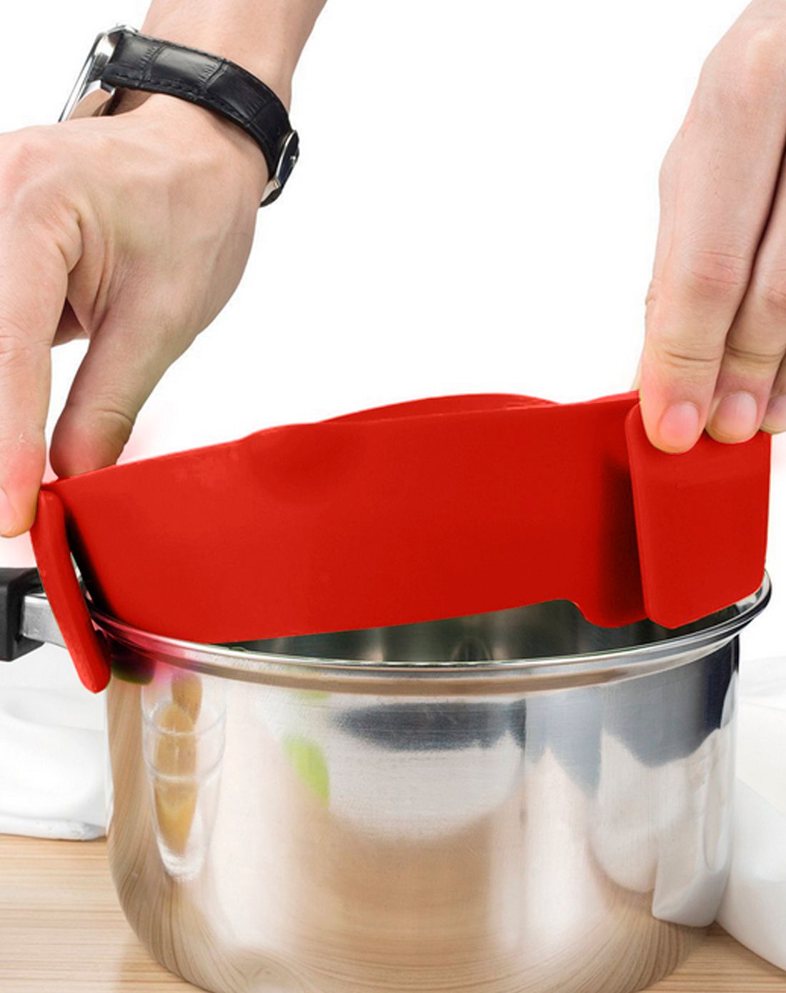 适用多种锅型硅胶锅边沥水器面条过滤器沥水篮