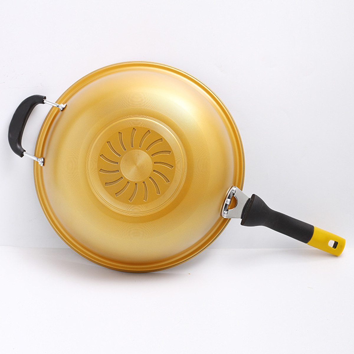 黄金养生锅真空高压锅少油烟燃气灶厨用烹饪炒菜锅具不粘炒锅