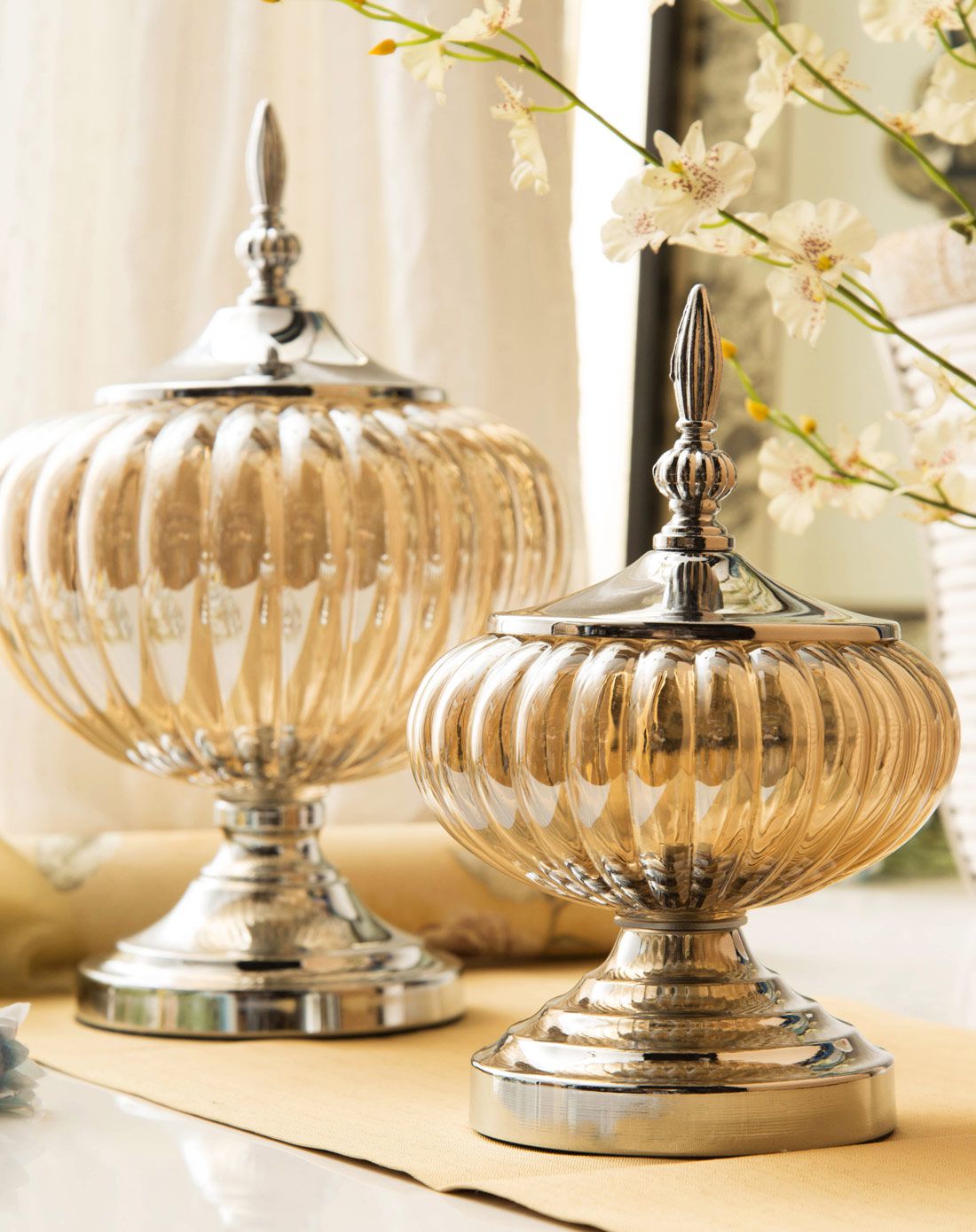 古典巴洛克风-电镀装饰玻璃摆件-大号