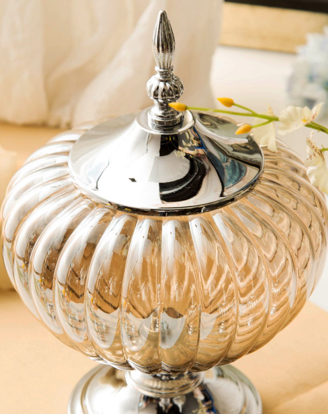 古典巴洛克风-电镀装饰玻璃摆件-大号