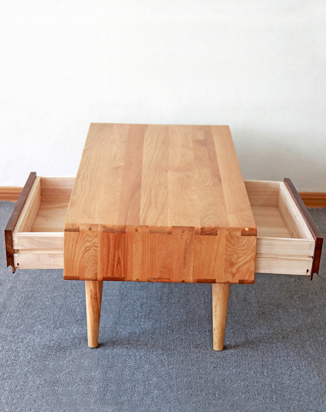 北欧设计感实木榫卯结构客厅茶几