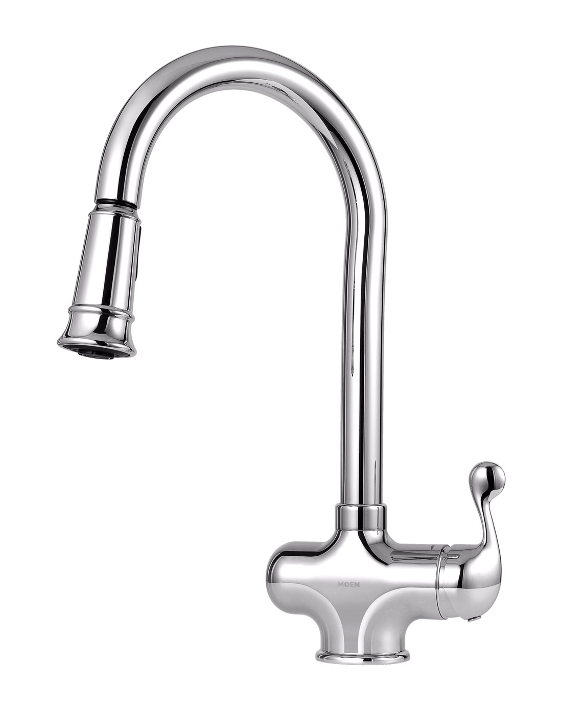 摩恩(moen)亮面可抽拉 净铅冷热水下拉式厨房水槽水龙头