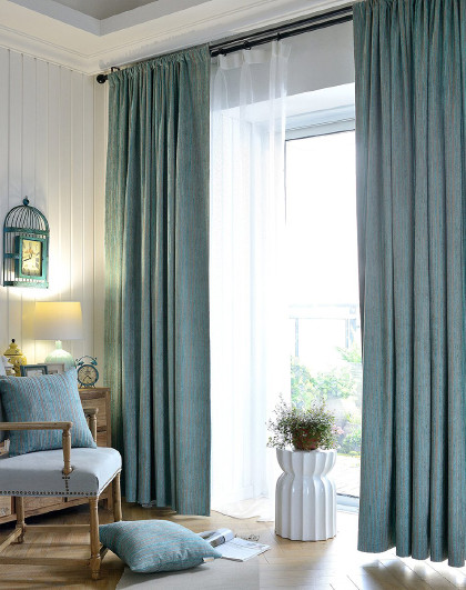 爱在花开蓝绿色3x2.7m两片 简约现代卧室成品遮光窗帘