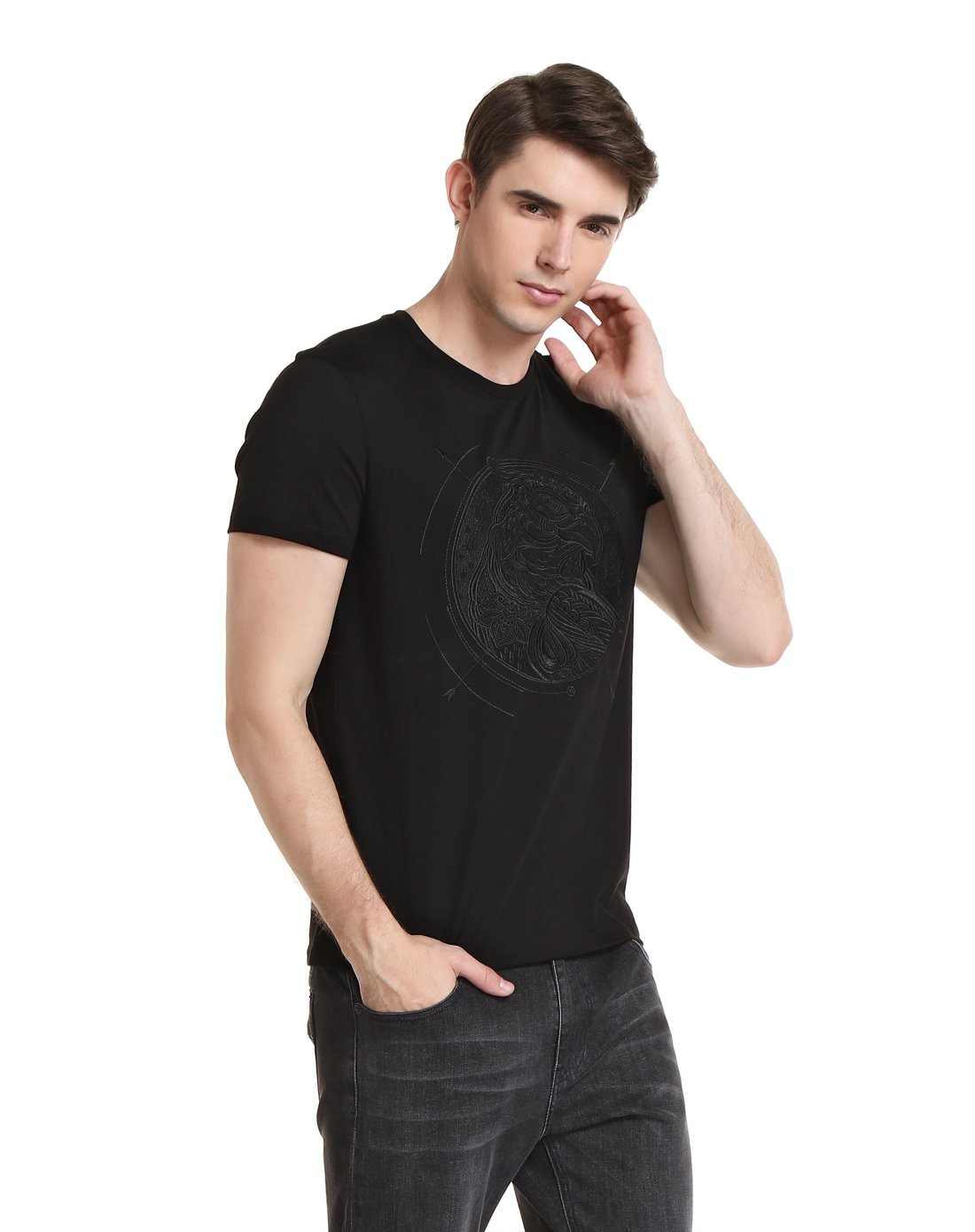 暗纹logo短袖t恤