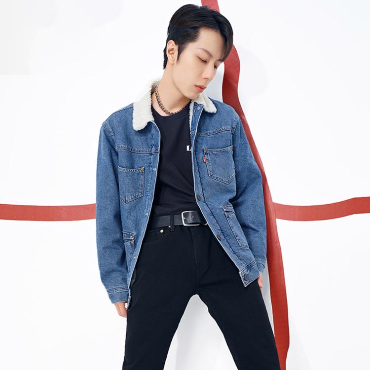 Levi's 【商场同款】李维斯男士仿羊羔绒夹克牛仔外套 In Blue