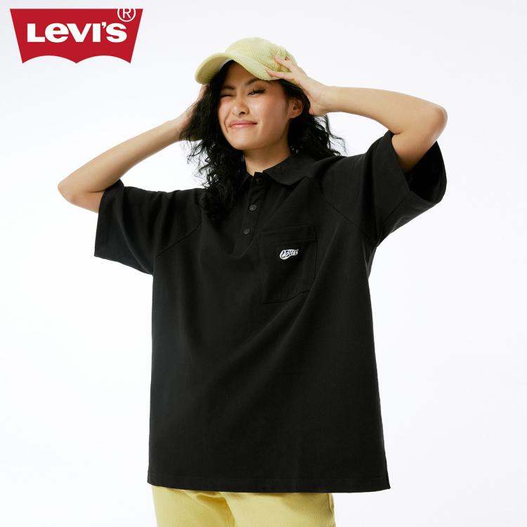 Levi's 【商场同款】李维斯春夏情侣短袖polo衫 In Black