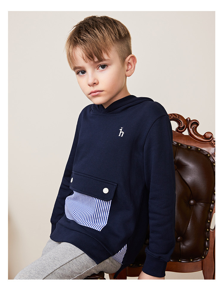 hazzys哈吉斯童装儿童春季新款男童大口袋卫衣