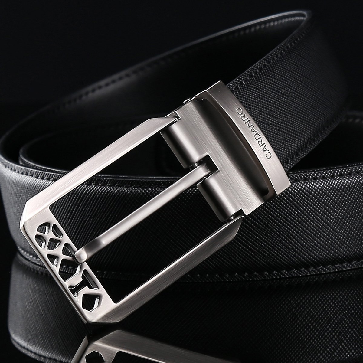 卡丹路 男式皮带真皮针扣腰带商务休闲男士裤带软面裤腰带礼盒装
