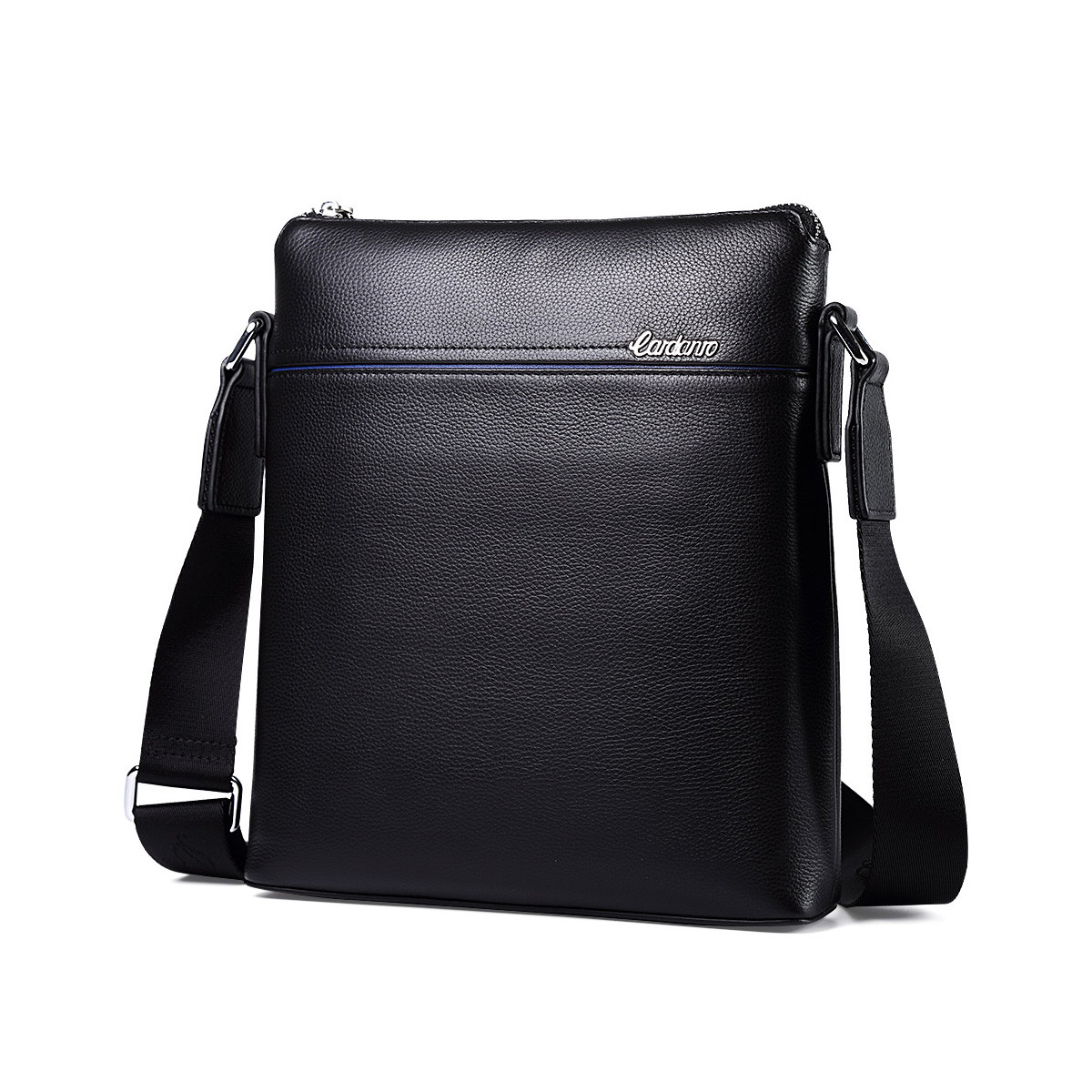 卡丹路【专柜同款】男士头层牛皮单肩背包腰包邮差包男生运动小包真皮