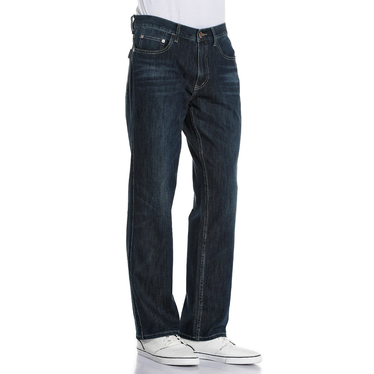 texwood 萍果2019春夏帅气休闲弹力水洗中腰男款牛仔裤 蓝色 -31-31