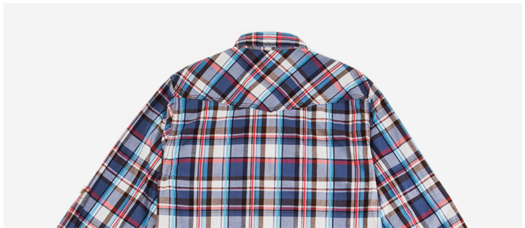 texwood萍果休闲长袖修身格子衬衫男衬衣