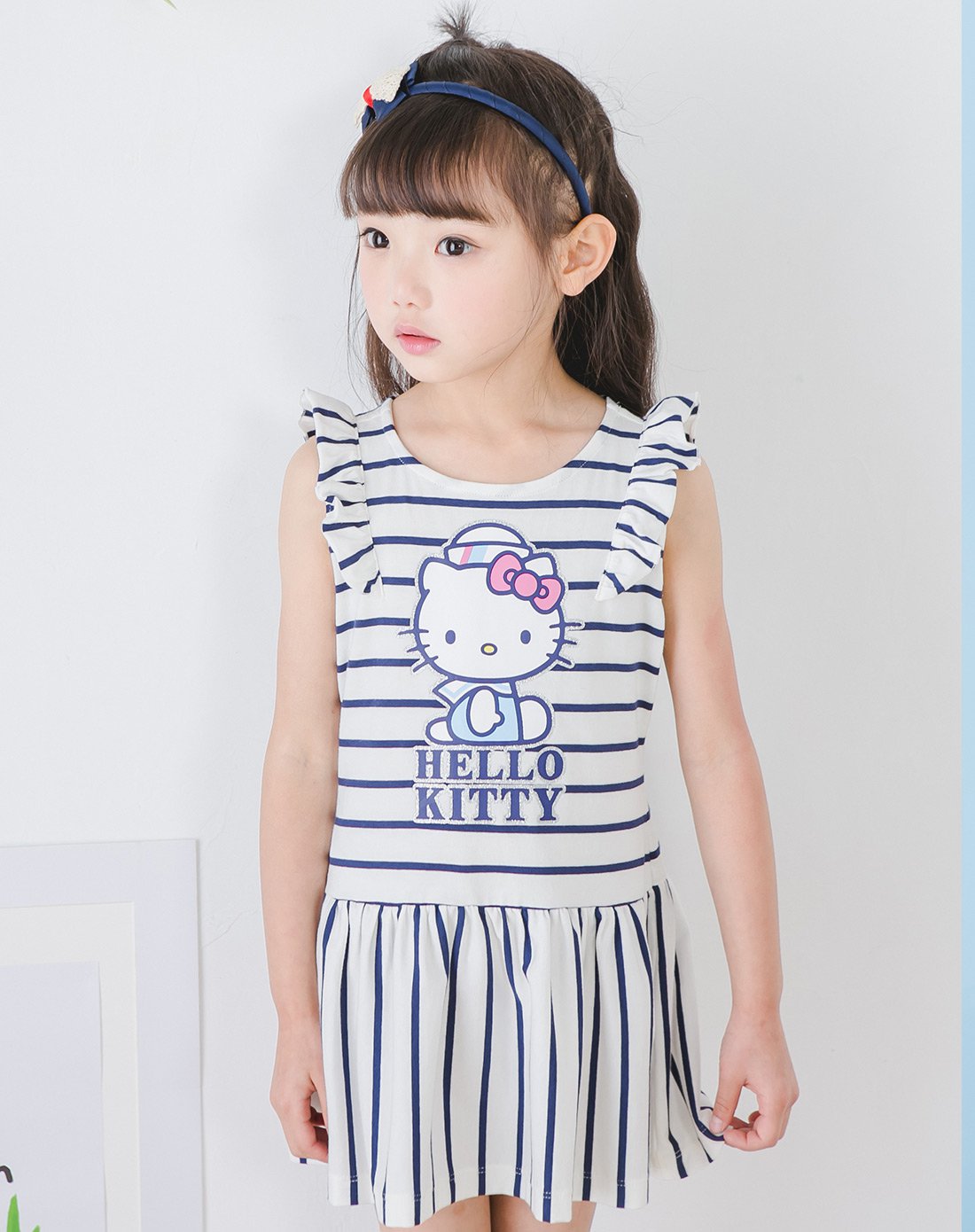 hello kitty童装2018新款夏装儿童百搭裙子女童休闲连衣裙