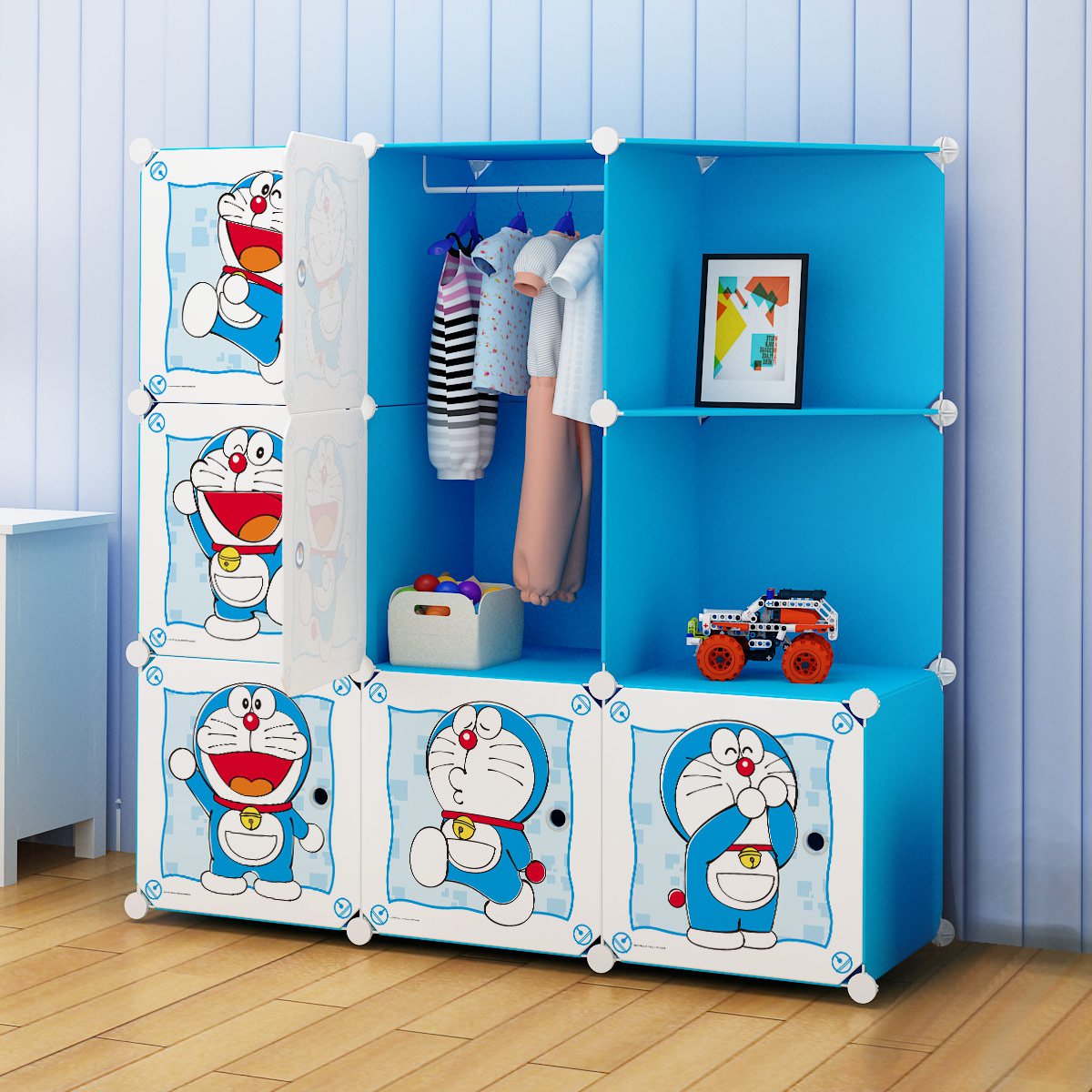 哆啦a梦儿童衣柜收纳经济型宝宝小衣橱婴儿组合塑料简易柜子简约现代