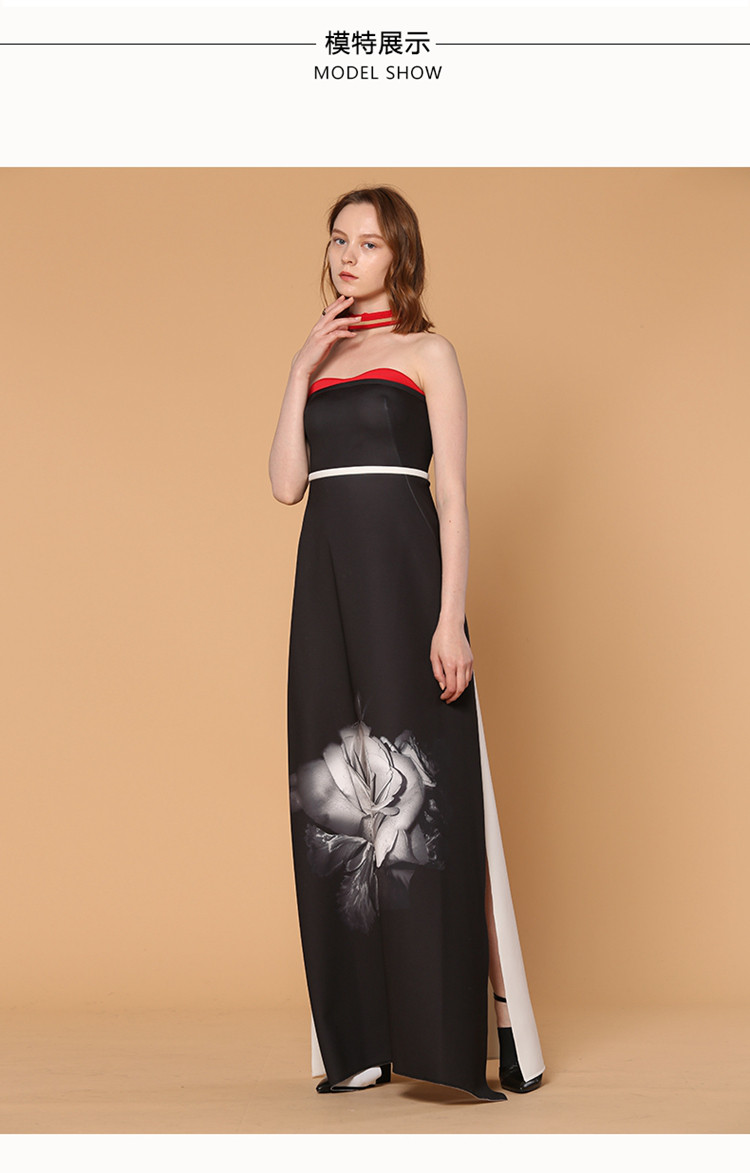 荷比俪女装抹胸长款连衣裙礼服