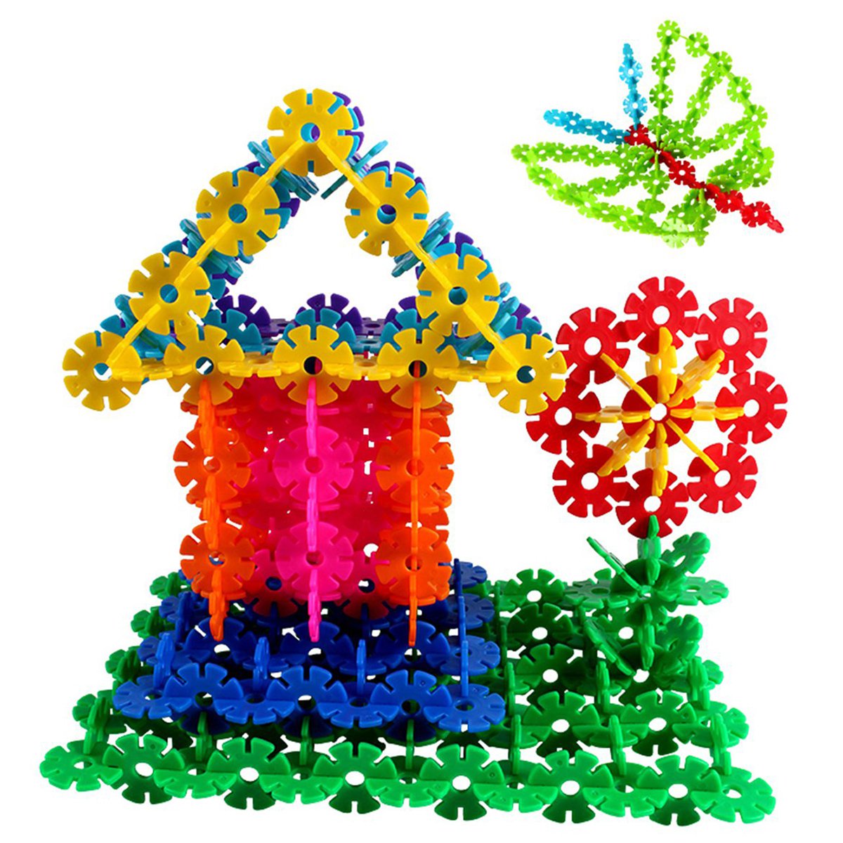铭塔ming ta 大号加厚【500片雪花片】12色塑料积木儿童益智玩具拼插