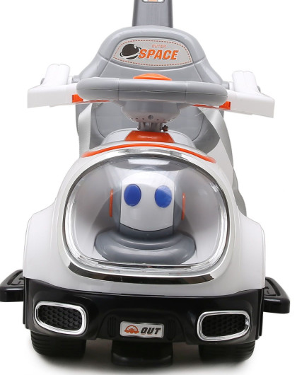 太空机器人助步车长推把白色带音乐