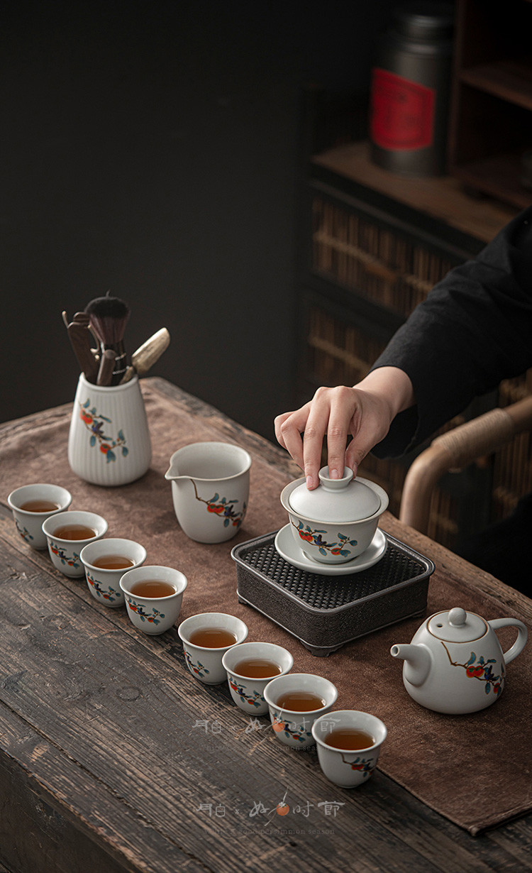 汝窑功夫茶具礼盒装家用开片陶瓷茶壶茶杯复古简约中国风套装